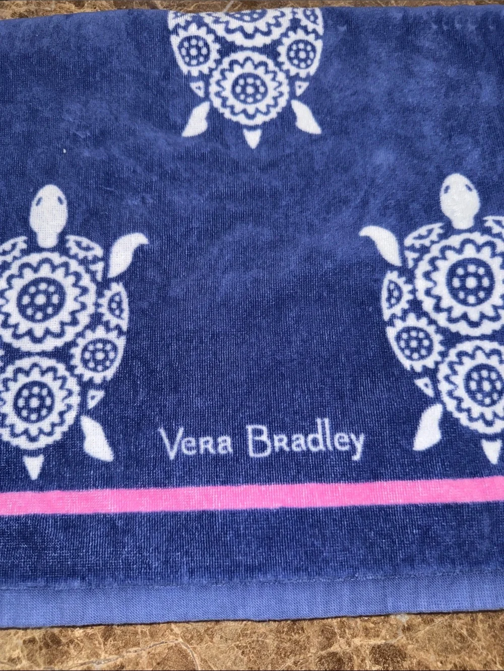 Vera Bradley Navy Blue and Pink Turtle Beach Towel